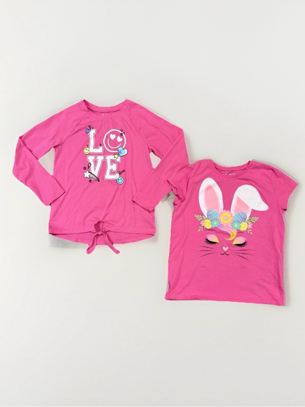 the children's place girls lot of 2 pink tops size L 10-12 Bunny And Love